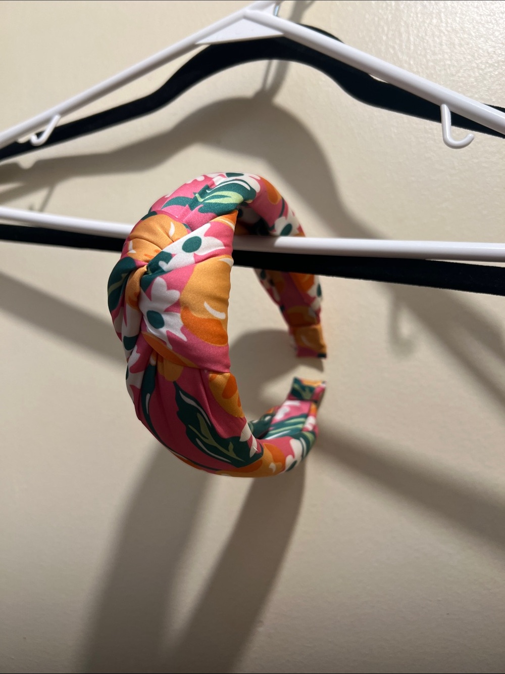 Draper James Floral Knotted Padded Headband in Pink, Orange & Green